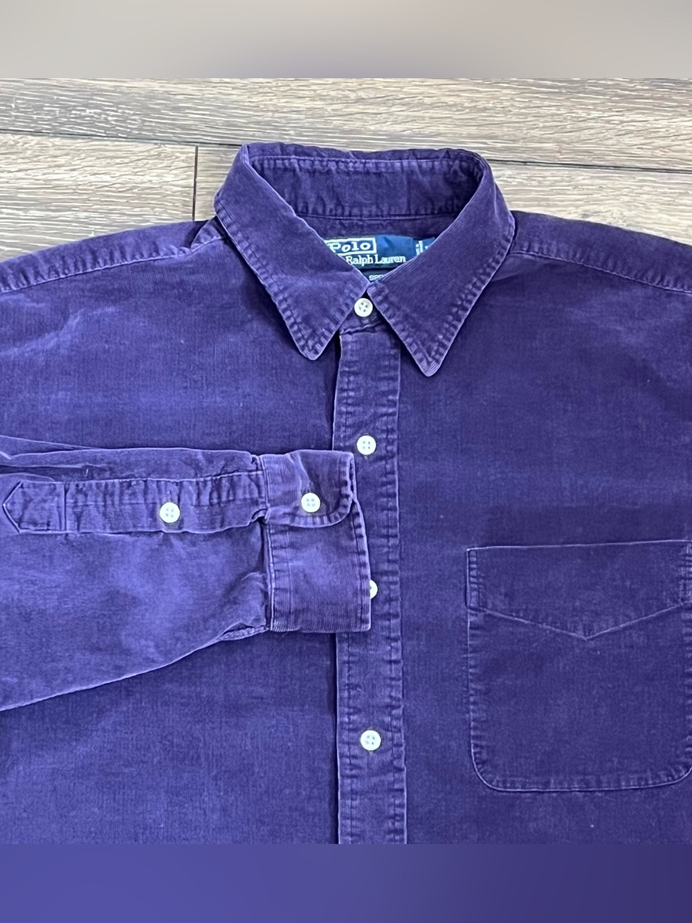 Vntg Polo Ralph Lauren Lowel Sport Purple Corduroy Botton Down Shirt Men Large